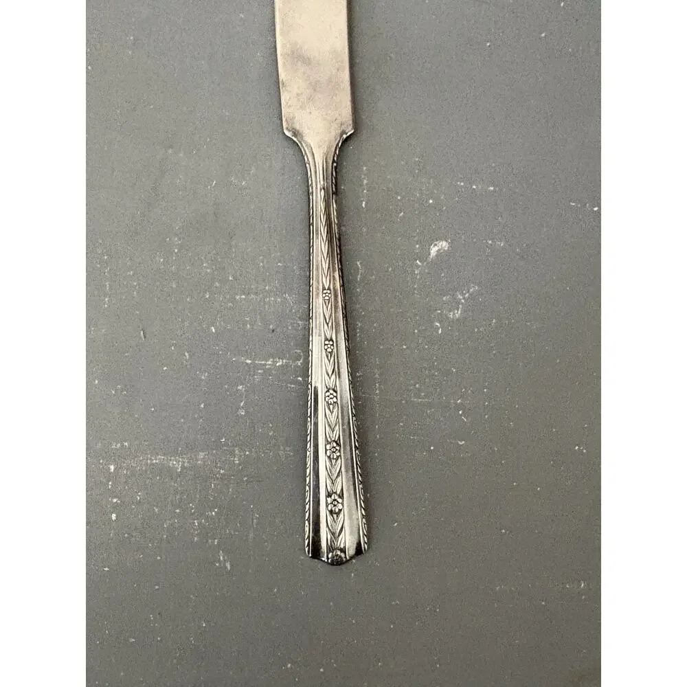 Vintage Wallace Brothers Roseanne Silverplate Flat Butter Knife Art Deco 1938